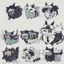 Avatar edgyverse characters minimalis untuk penyepaduan sembang google, yang menampilkan ekspresi emosi penyesuaian
