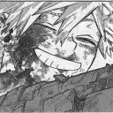 Multilingual Katsuki Bakugo focusing on chat IA tasks, neural network core visible in background.