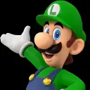 Multilingual Luigi focusing on chat IA tasks, neural network core visible in background.