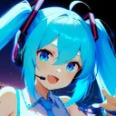 Portrait of a friendly AI chatbot assistant Hatsune Miku with expressive eyes showcasing personality traits