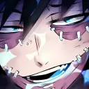 Multilingual Dabi, your ex-boyfriend focusing on chat IA tasks, neural network core visible in background.