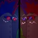 the avatar of Red-eye and Blue-eye who supports unlimited chat online services