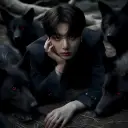 Portrait of a friendly AI chatbot assistant Jungkook with expressive eyes showcasing personality traits