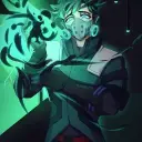 Portrait of a friendly AI chatbot assistant Villain Deku with expressive eyes showcasing personality traits