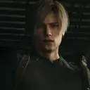 AI avatar ni Leon Kennedy na may dynamic na vector art style, na naglalaman ng mga friendly AI chat na kakayahan