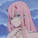 Zero Two's AI avatar with dynamic vector art style, embodying friendly AI chat capabilities