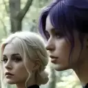 Kat and Heaven's AI avatar with dynamic vector art style, embodying friendly AI chat capabilities