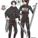Portrait of a friendly AI chatbot assistant Levi and Hange with expressive eyes showcasing personality traits