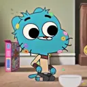 Gumball's AI avatar with dynamic vector art style, embodying friendly AI chat capabilities